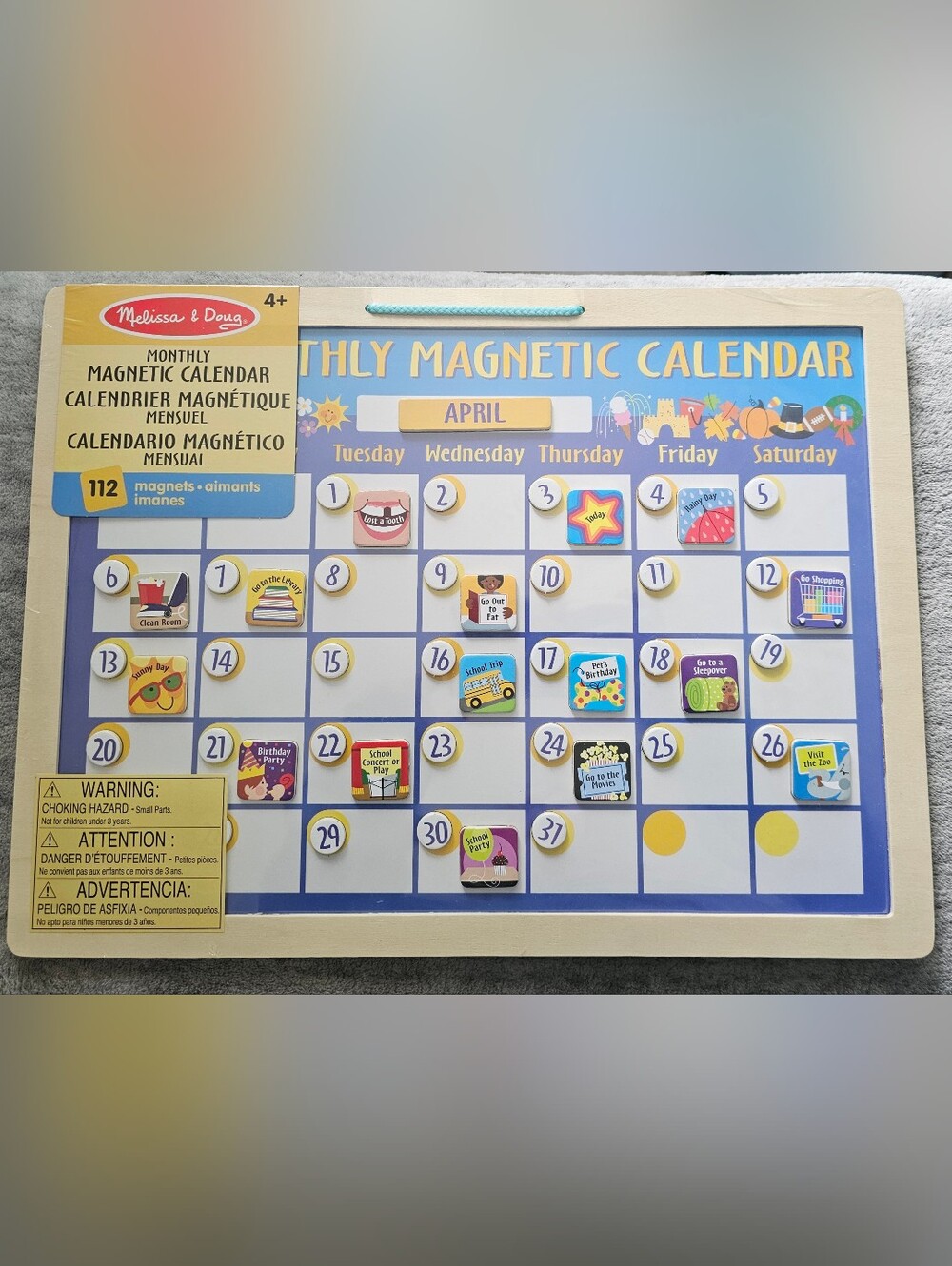 New Melissa & Doug Colorful Wood Monthly Magnetic Calendar Sealed age 4 and up